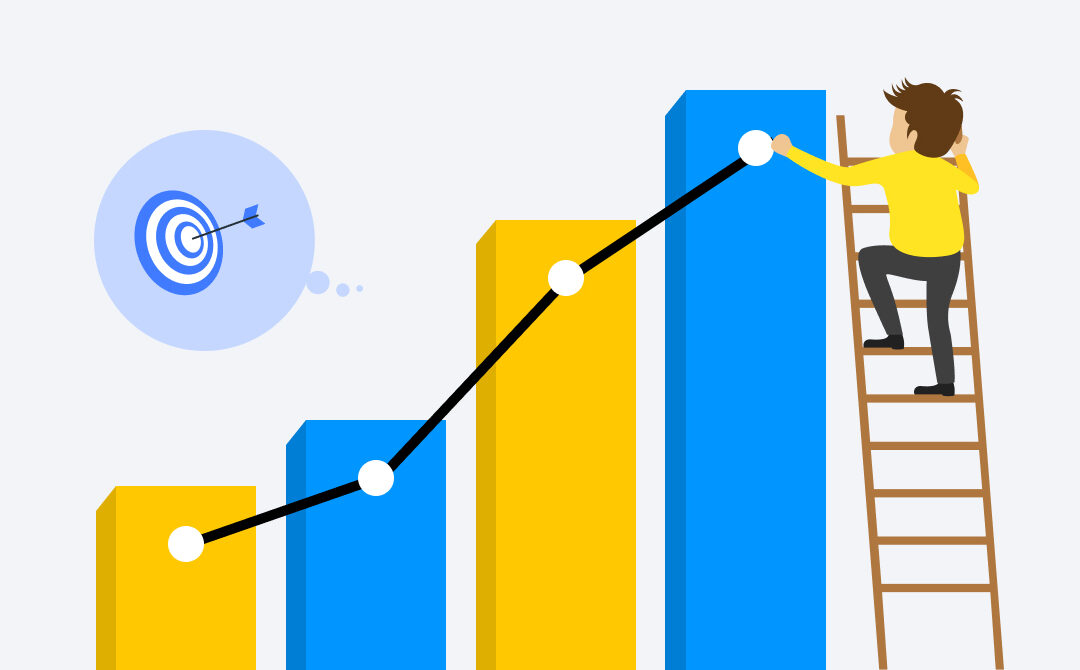 Person climbing a linear graph