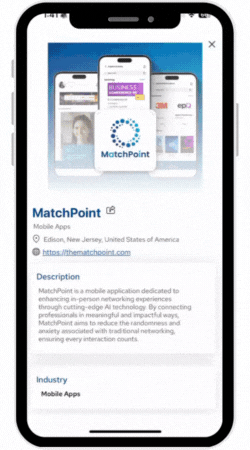 Phone Screen - Events & Vendors gif of vendor profile being shown on iPhone screen